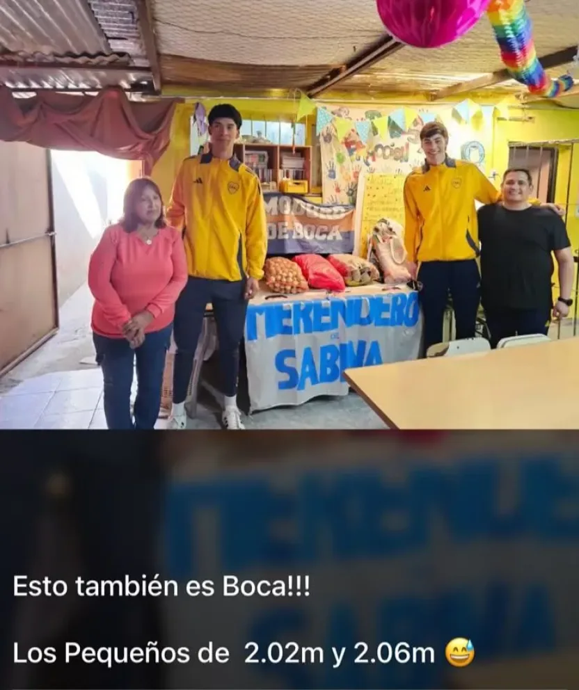 Jugadores de vóley de Boca visitaron el Merendero de Sabina en Comodoro