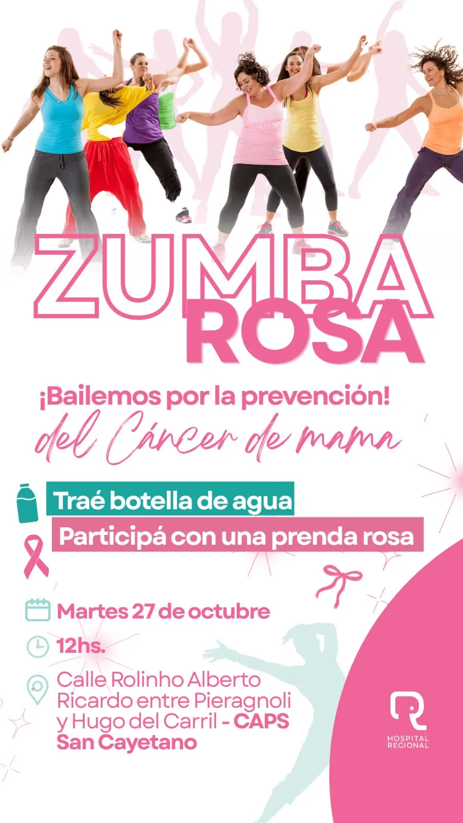 Zumba rosa en el CAPS San Cayetano para promover la prevención del cáncer de mama