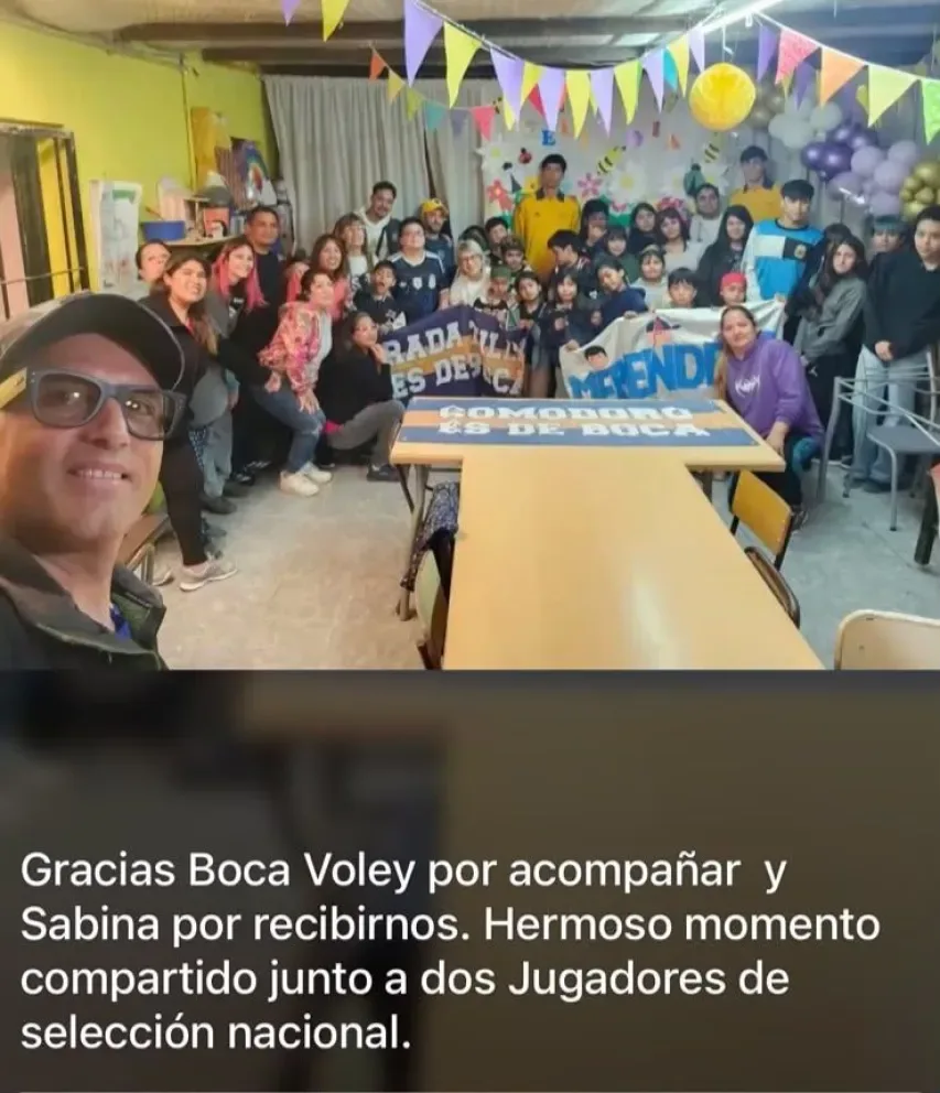 Jugadores de vóley de Boca visitaron el Merendero de Sabina en Comodoro